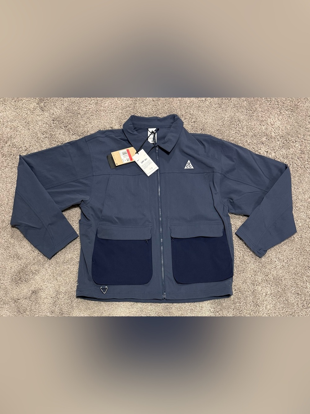 Nike ACG Smith Summit UV Full Zip Up Jacket Navy HV0598-437 Mens Size Large